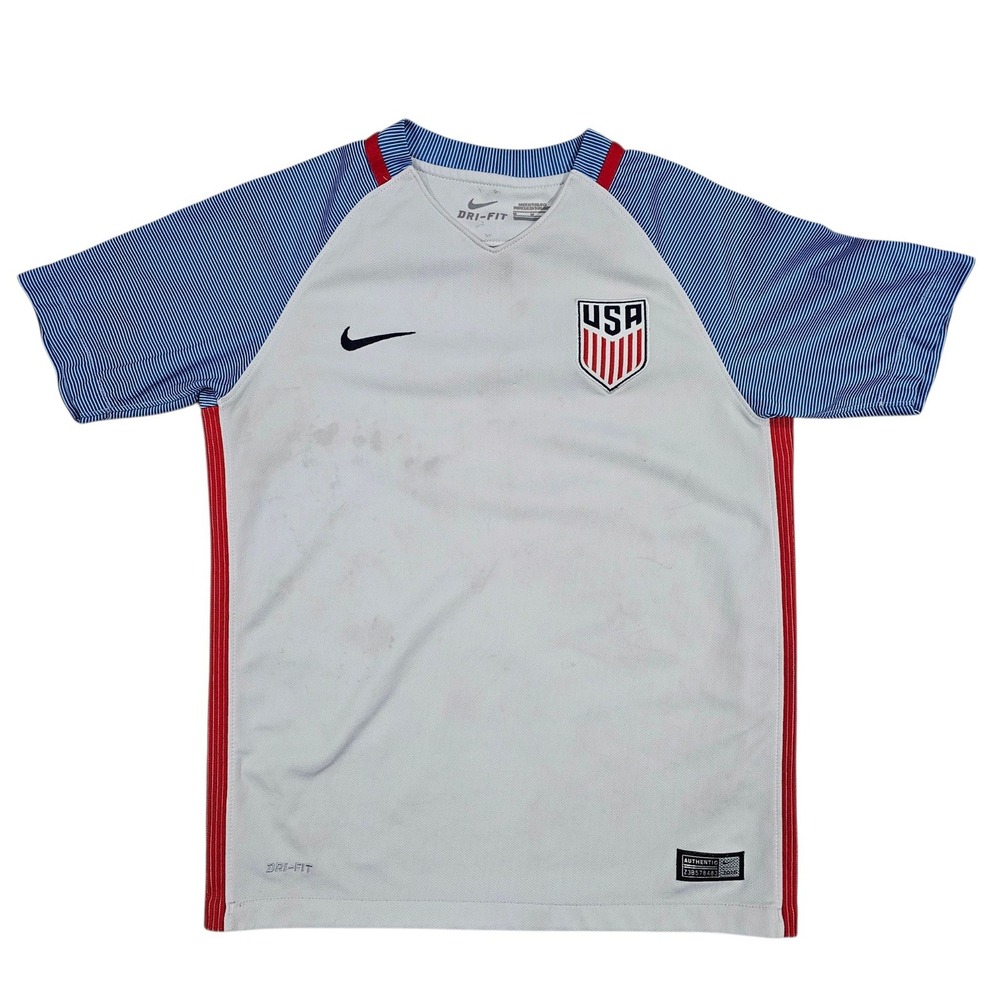 Nike Dri-FIT Men M White USA Soccer Jersey Short Sleeve Athletic